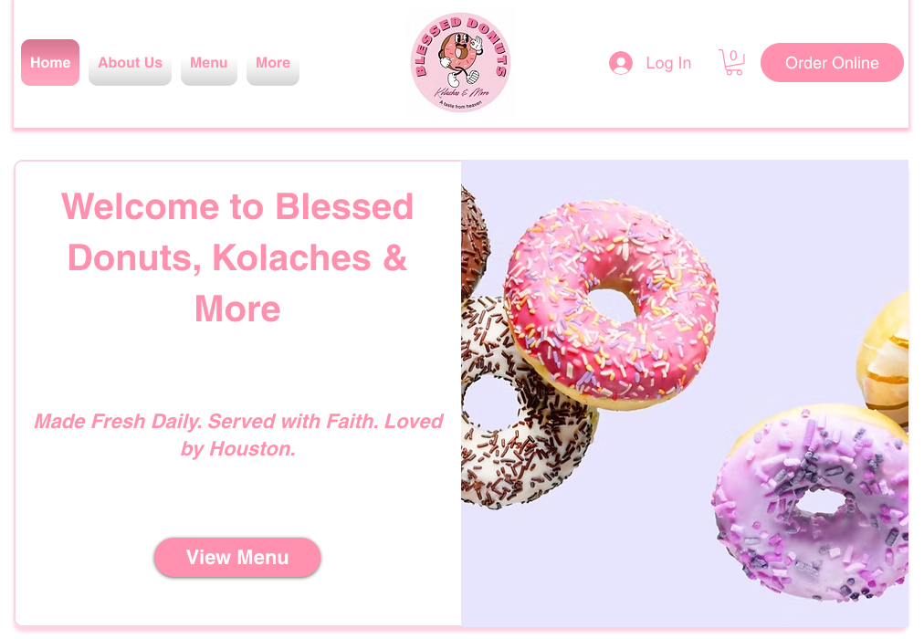 Blessed Donuts homepage — live site