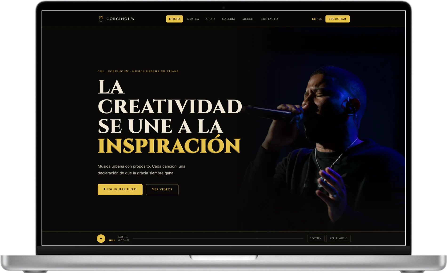Corcinouw Music Label website on a laptop