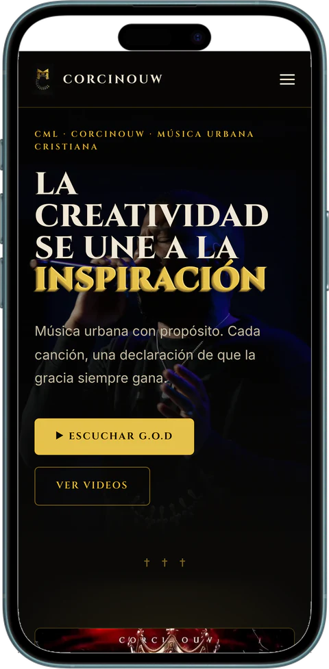 Corcinouw Music Label website on a phone