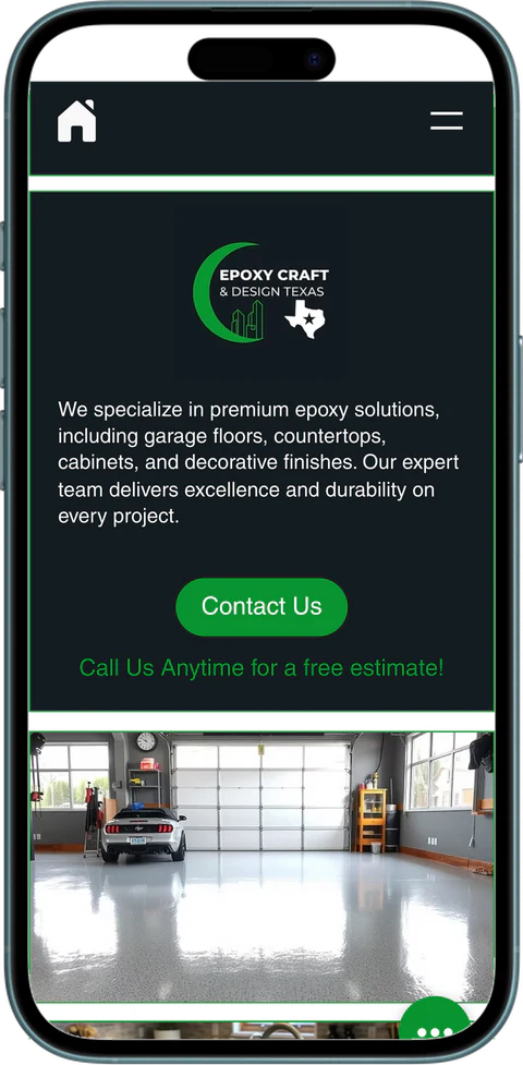 Epoxy Craft & Design Texas website on a phone