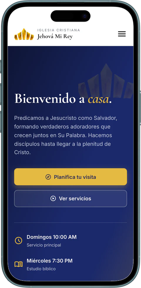 Iglesia Cristiana Jehová Mi Rey website on a phone