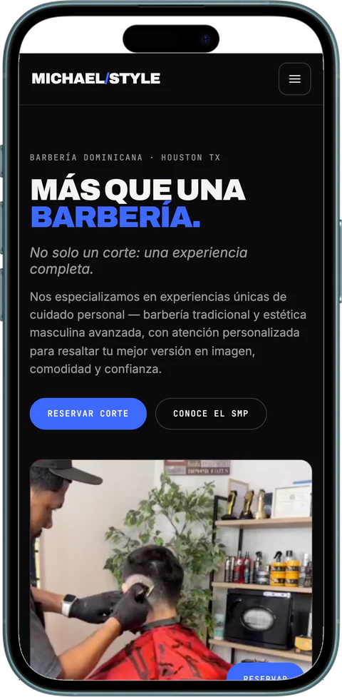 Michael Style Studio website on a phone