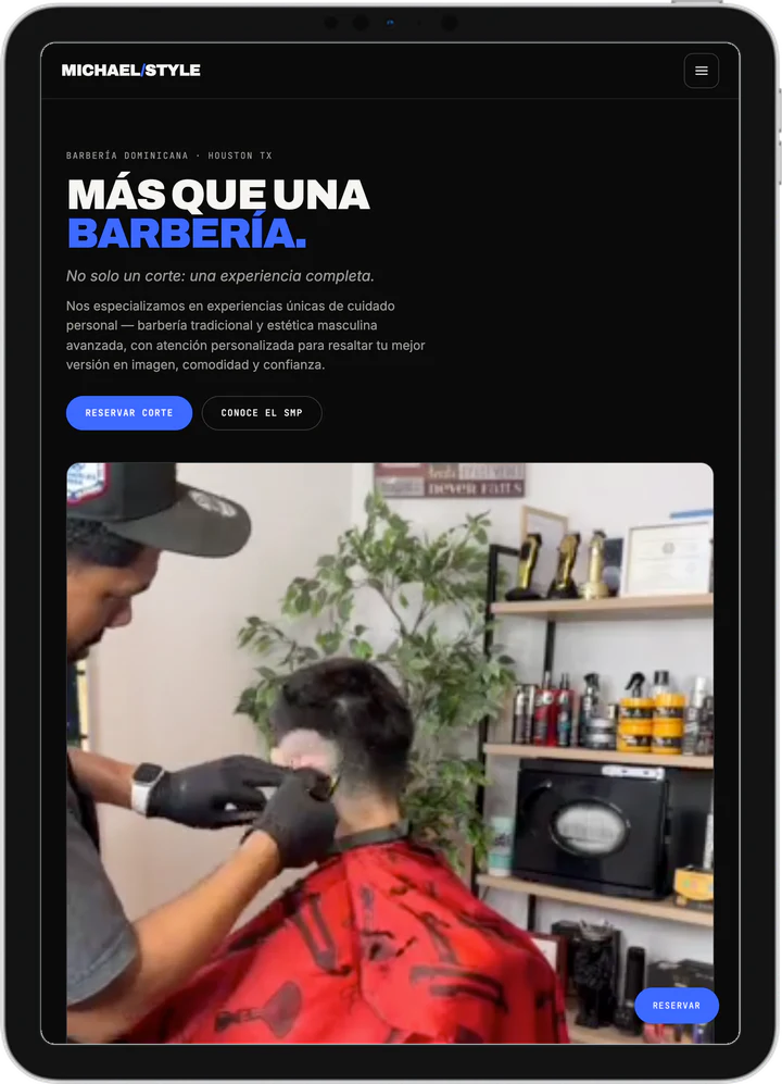 Michael Style Studio website on a tablet