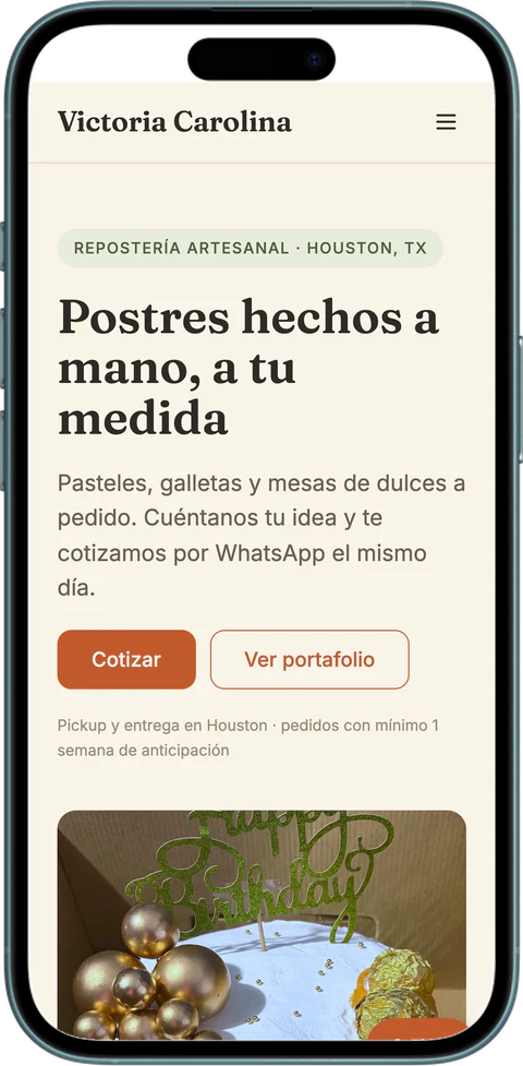 Victoria Carolina website on a phone