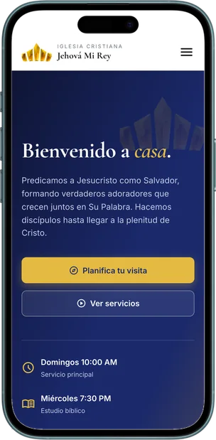 Iglesia Cristiana Jehová Mi Rey website on a phone