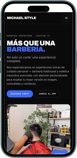 Michael Style Studio website on a phone