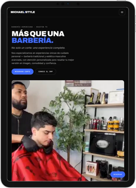 Michael Style Studio website on a tablet