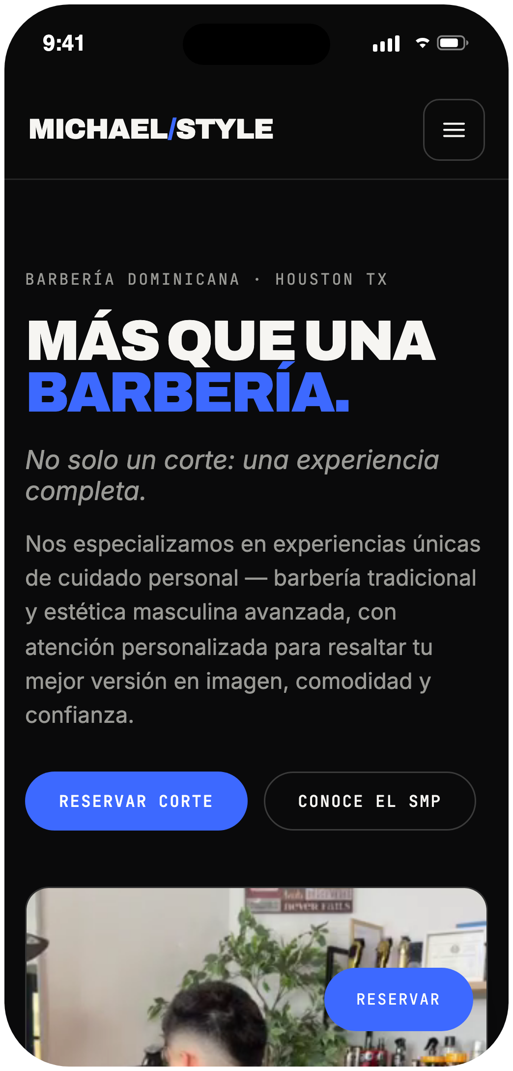 Michael Style Studio — mobile view of the live site