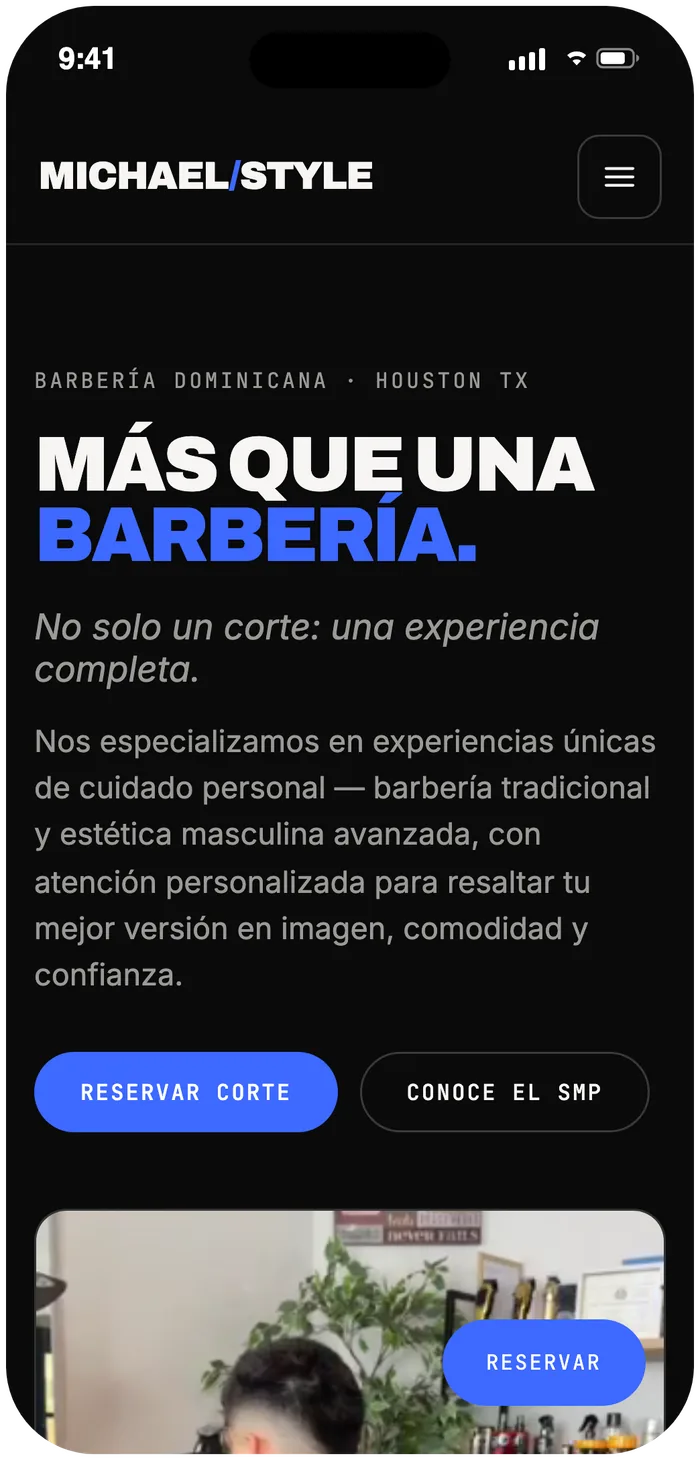 Michael Style Studio — mobile view of the live site