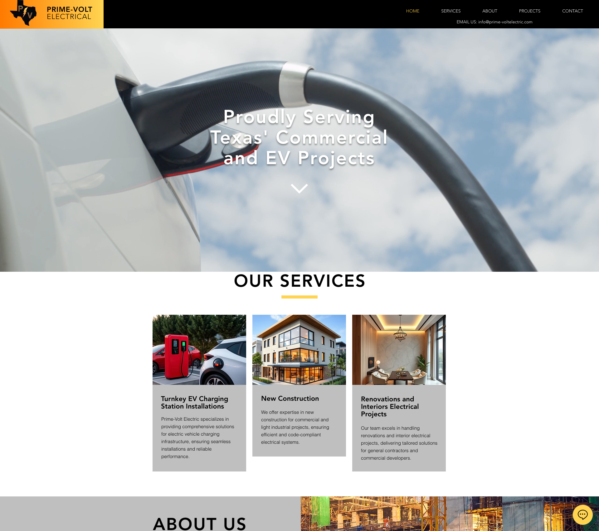 Prime-Volt Electrical homepage — live site (scroll to view full page)