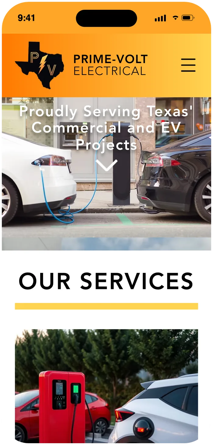 Prime-Volt Electrical — mobile view of the live site